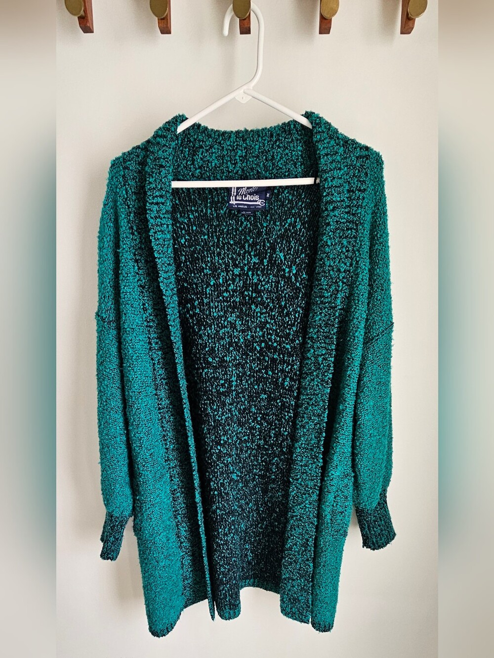 Vintage Mento le Chois Teal Black Oversized Cardigan Sweater